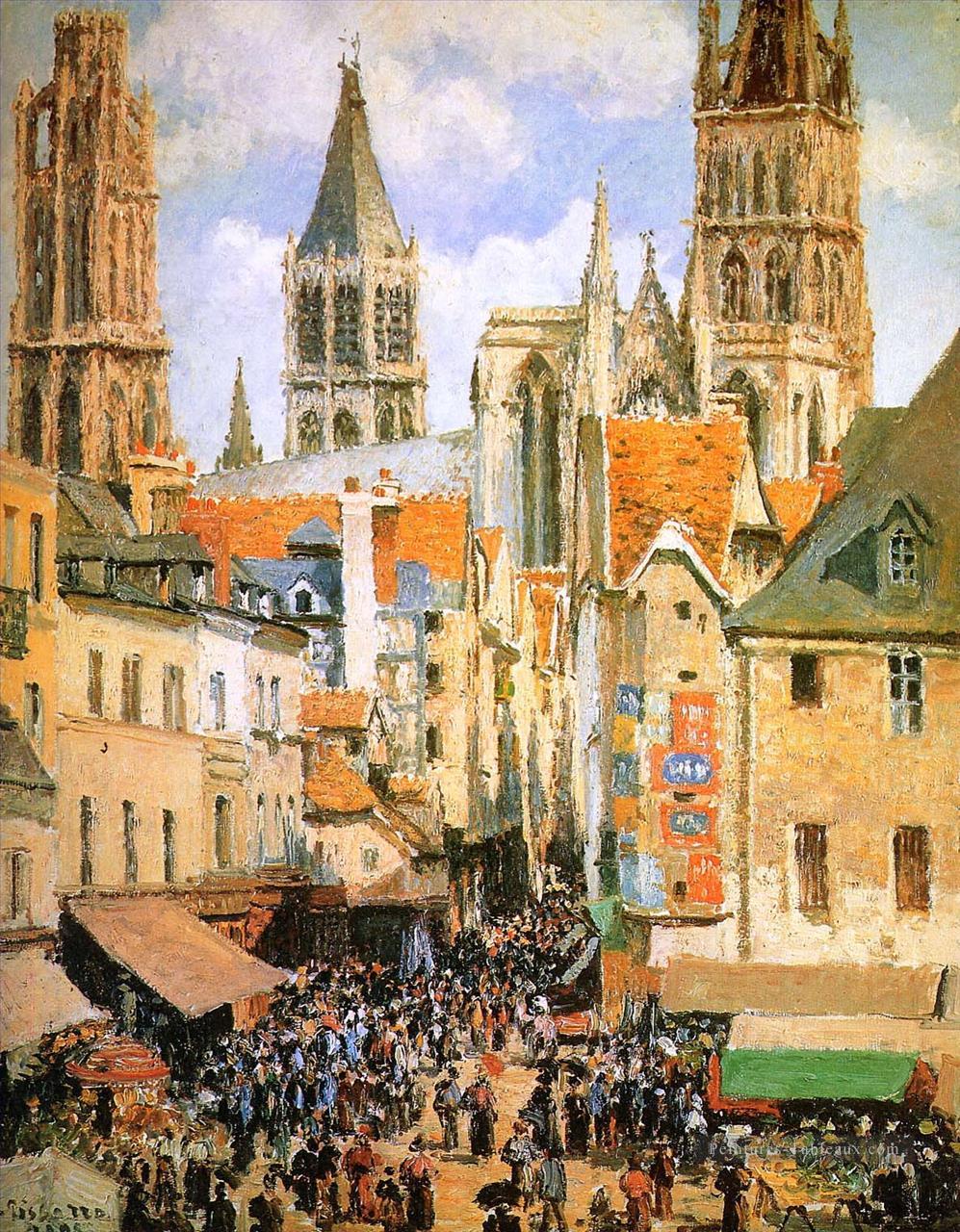 le vieux marché de Rouen Camille Pissarro Peintures à l'huile